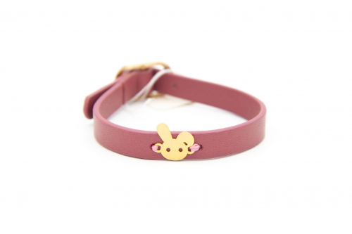 دستبند چرم و طلا طرح خرگوش کد AN054