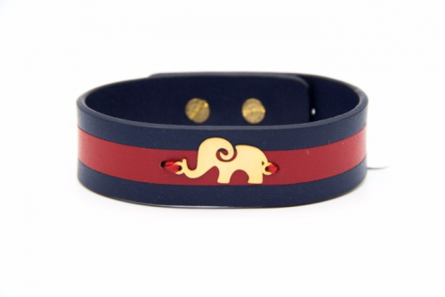دستبند چرم و طلا مدل فیل AN011
