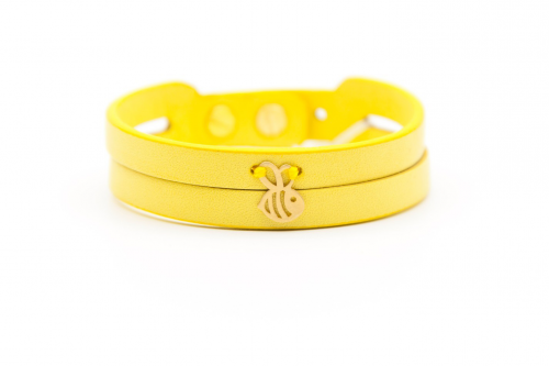 دستبند چرم و طلا طرح زنبور کد FA113