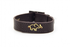 دستبند چرم و طلا طرح فیل کد AN046