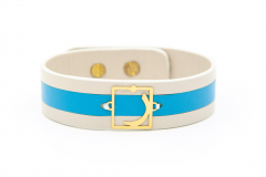 دستبند چرم و طلا طرح الفبایی حرف "ز" کد AL013
