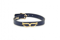 دستبند چرم و طلا طرح بال کد FA101