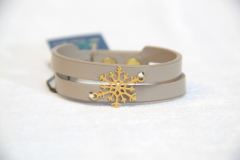 دستبند چرم و طلا طرح دانه برف کد FA027