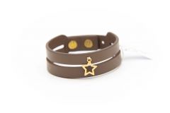 دستبند چرم و طلا طرح ستاره کد FA125