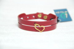 دستبند چرم و طلا طرح قلب کد HA013