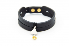 دستبند چرم، طلا و نقره فرم مثلث کد SL001