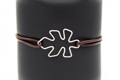 دستبند چرم و نقره مفتولی طرح برگ کد SL021