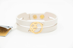 دستبند چرم و طلا طرح پروانه کد AN036