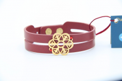 دستبند چرم و طلا طرح اسلیمی فرم گل و برفدانه کد CL035