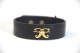دستبند چرم و طلا طرح عینک سبیل کد FA018