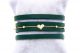 دستبند چرم سبز و طلا طرح قلب همراه با زنجیر و گوی البرناردو کد HA046