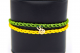 دستبند طلا طرح زنبور و بافت دو ردیفه سبز و زرد T091