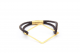 دستبند چرم مدل بافته قهوه ای و طلا فرم لوزی کد ST021